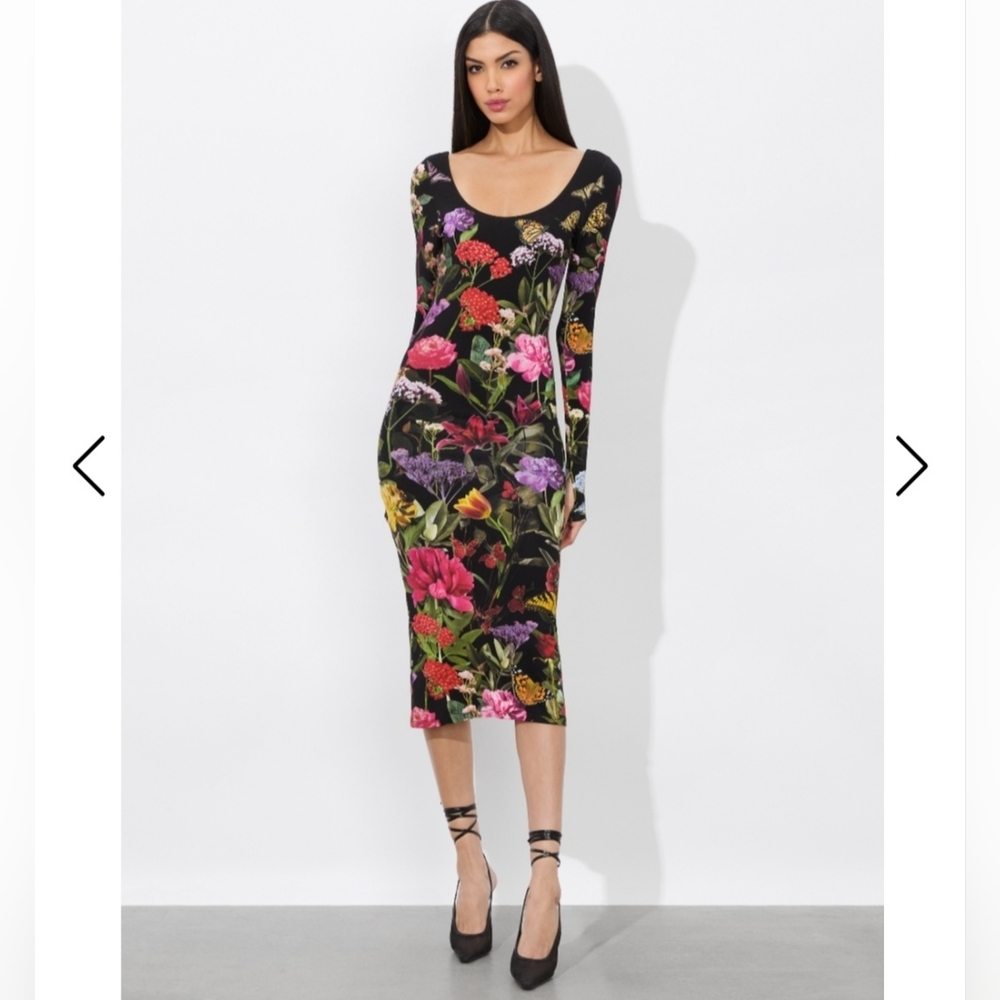 Alice + Olivia Delora Scoopneck Midi Dress 2 - Picture 5 of 8
